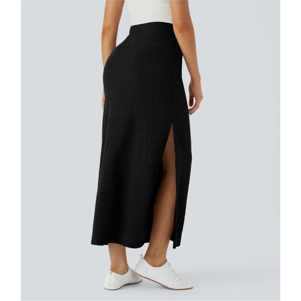 Halara Womens Ribbed High Waisted Bodycon Midi Casual Skirt Size XL - Picture 6 of 13